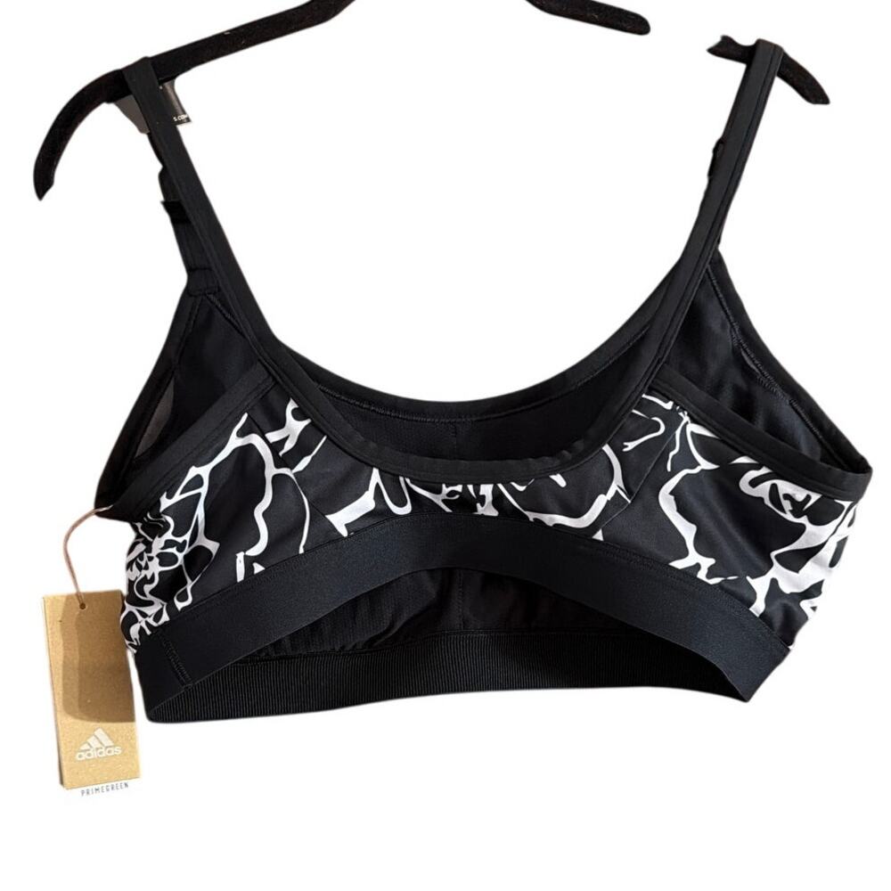Adidas Women's Black & White Floral Light Support Training Bra Size 2XL A-C New - Picture 2 of 7